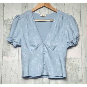 Miss Selfridge Pastel Blue Floral Coquette Twee Milkmaid Top Sz 4